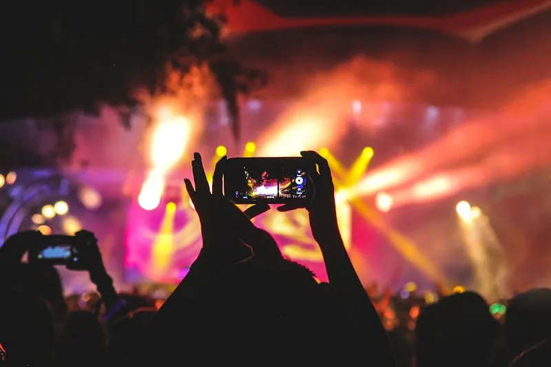 Concert crowd with stage lights